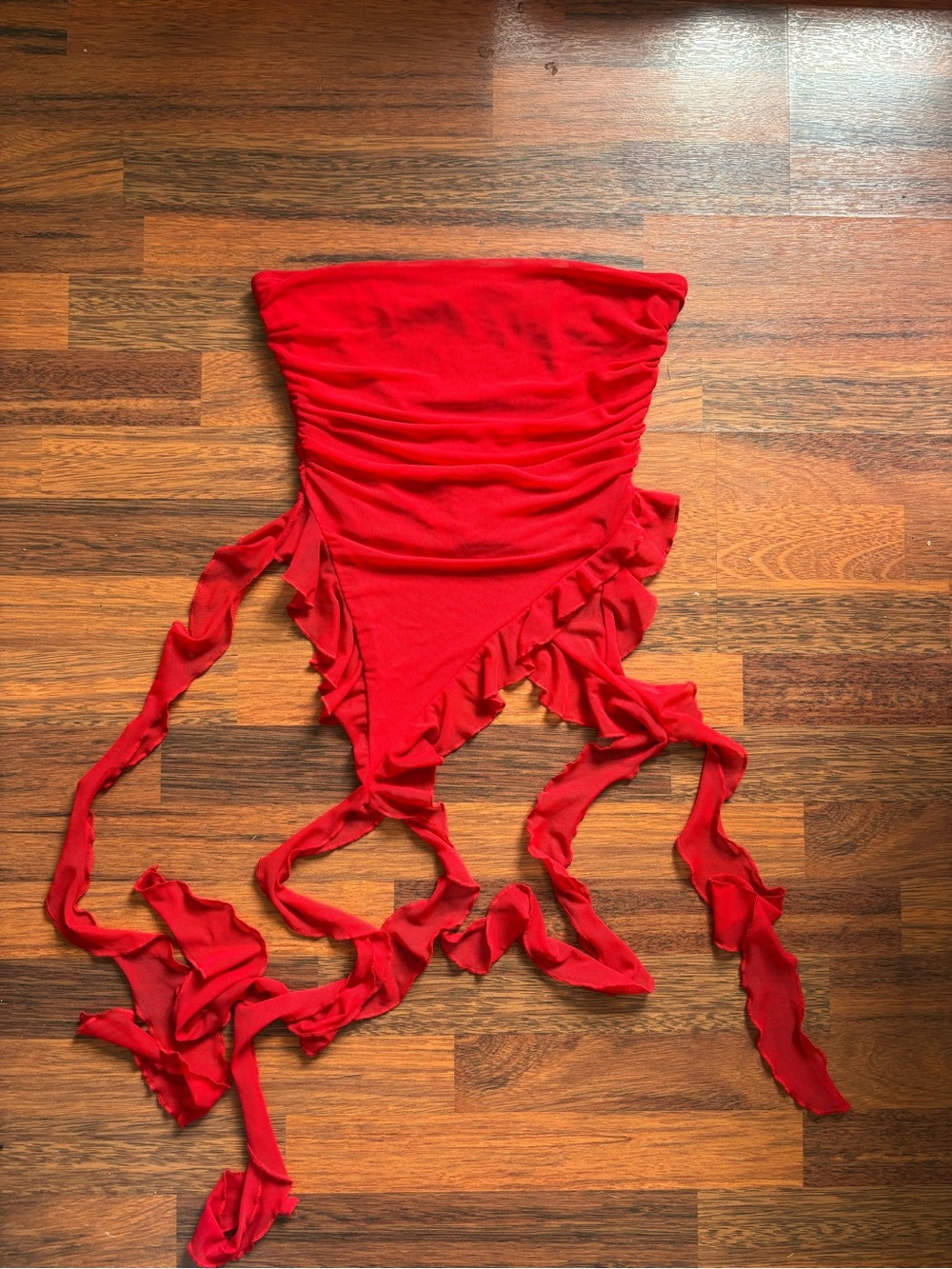 Red Strapless Tassel Strapless Top